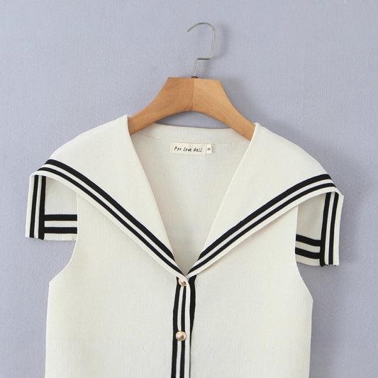 Childhood cartoon embroidered checkered design loose short sleeved shirt